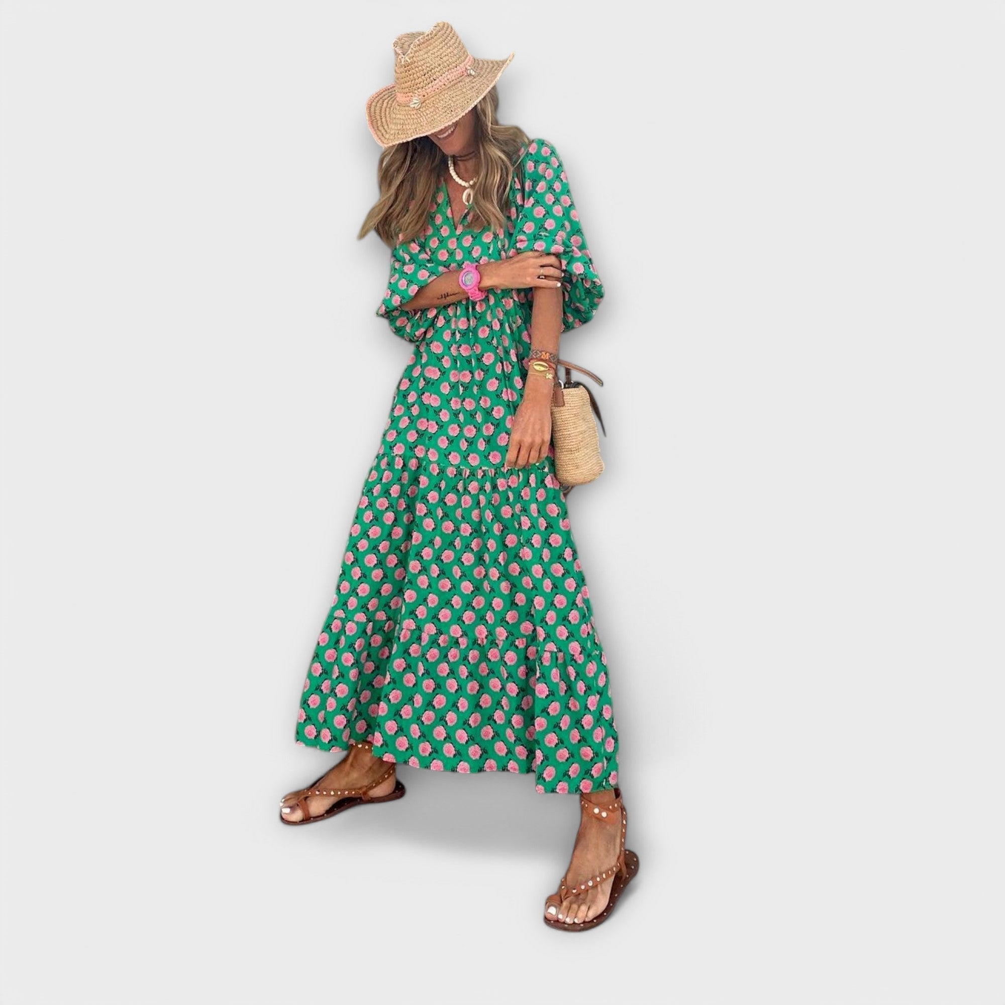 Vestido Largo Elegante con Estampado Geométrico | Zani