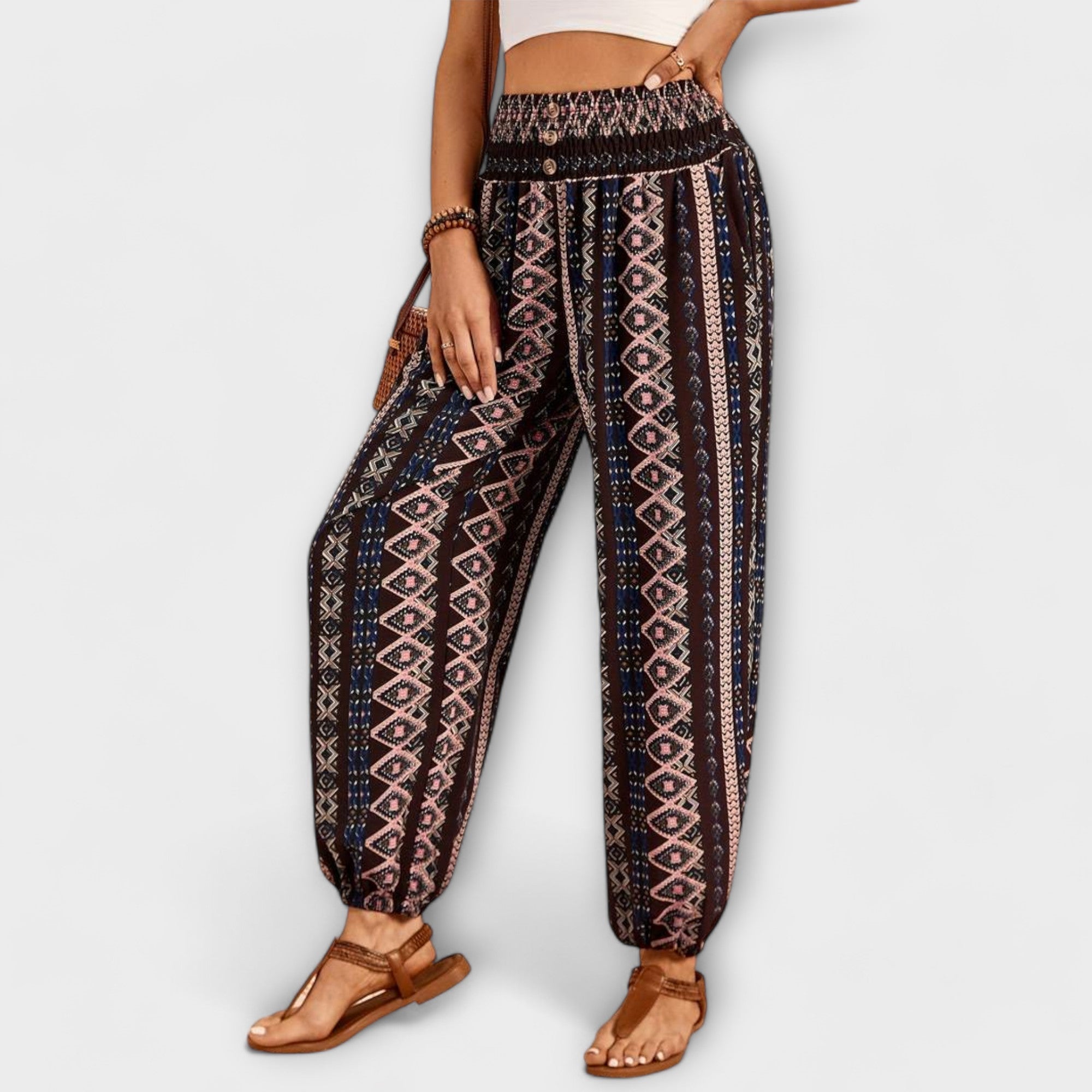 Pantalón Fluido con Estampado Étnico para Mujer | Phoebie