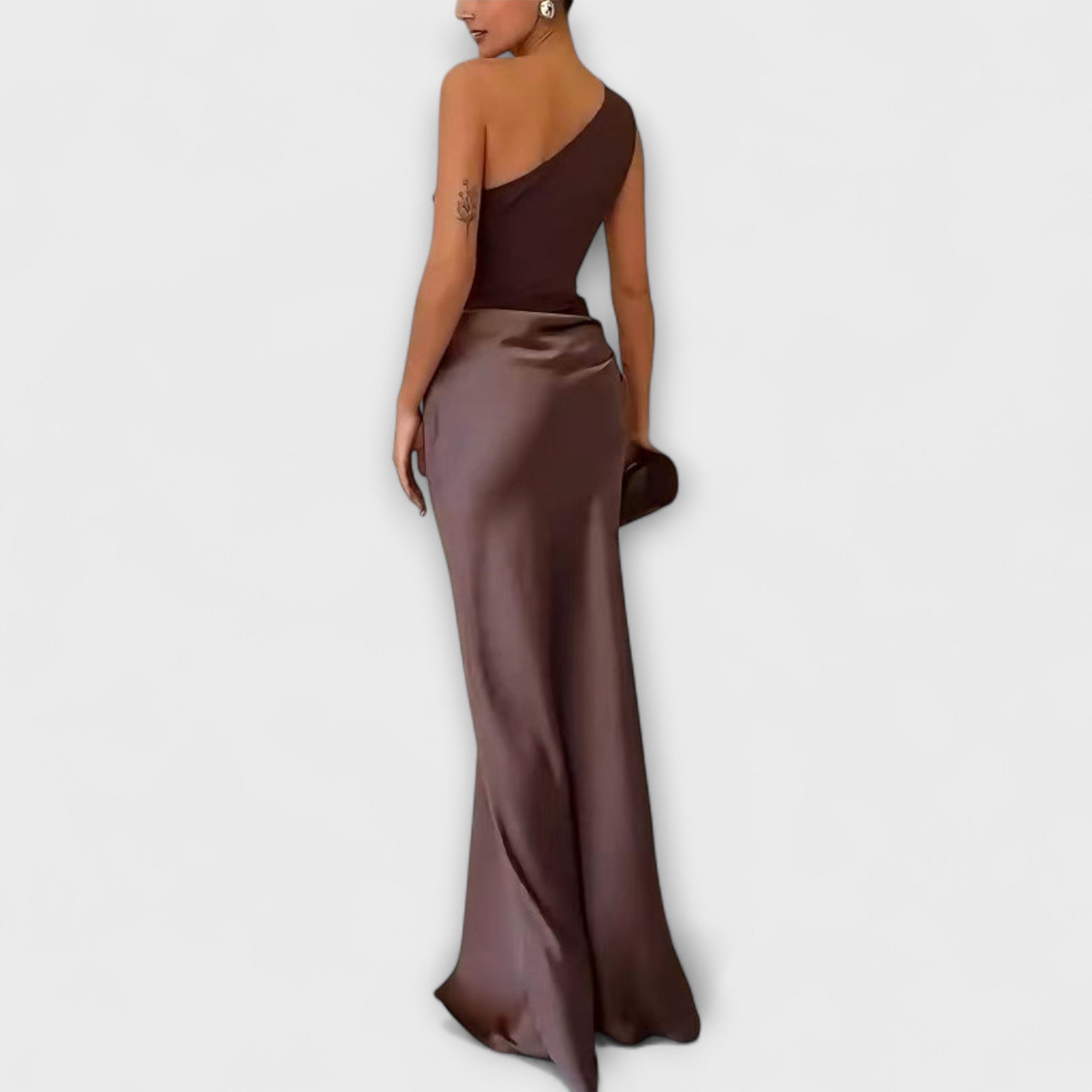 Vestido de Fiesta Largo Plisado de un Solo Hombro | Cora
