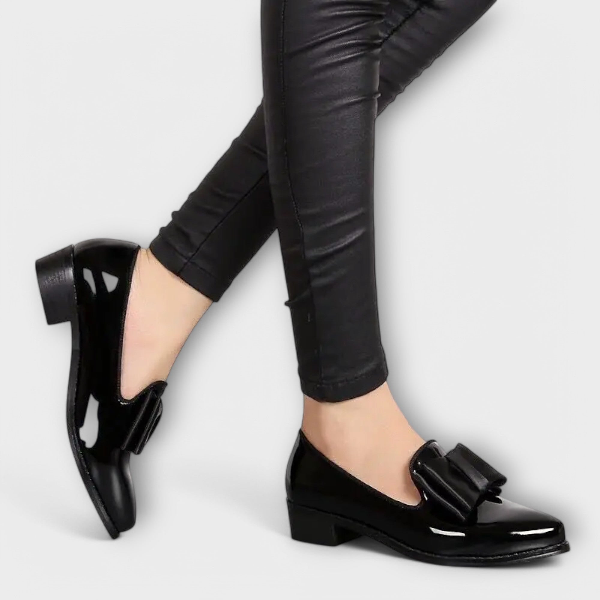 Mocasines Negros de Piel con Plataforma | Mysa