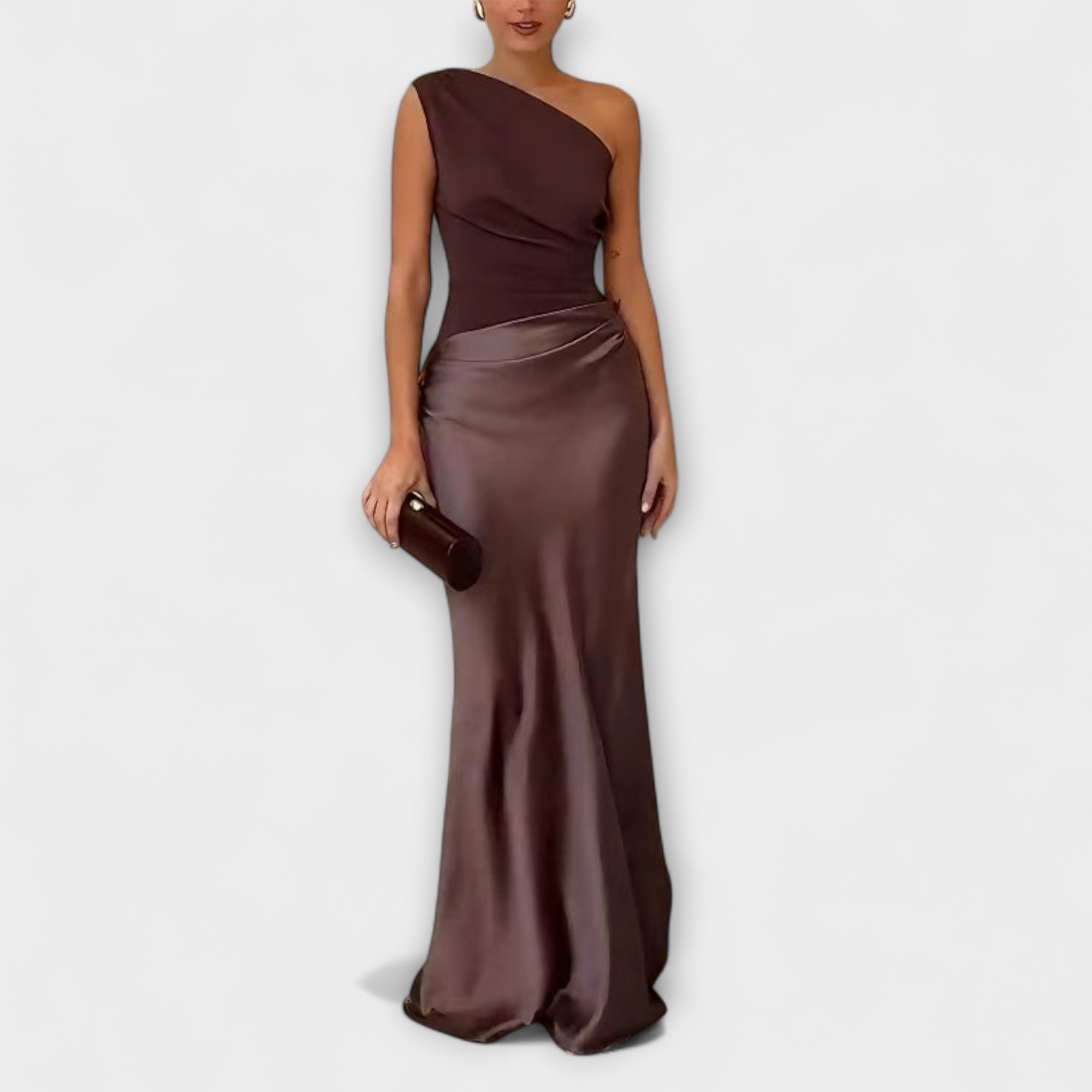 Vestido de Fiesta Largo Plisado de un Solo Hombro | Cora