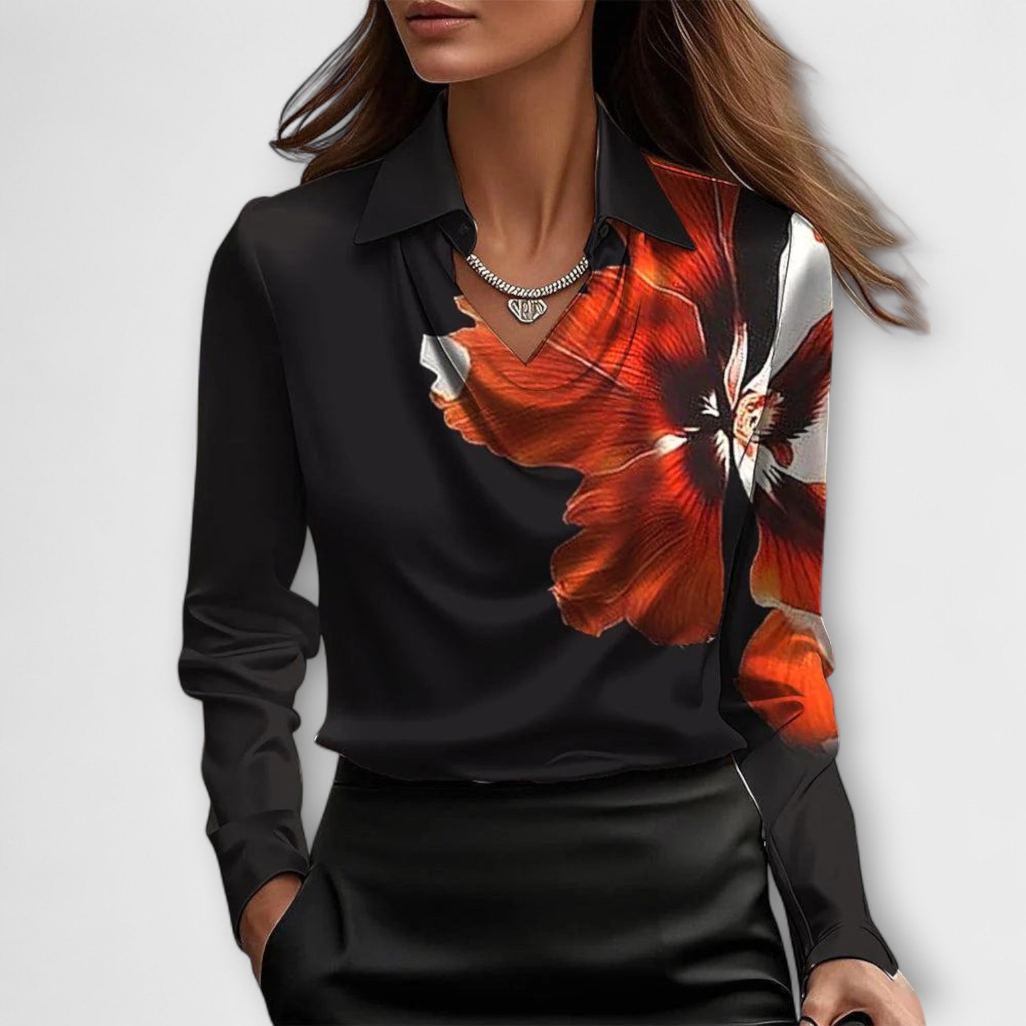 Blusa Brillante con Cuello de Volantes para Mujer | Larissa