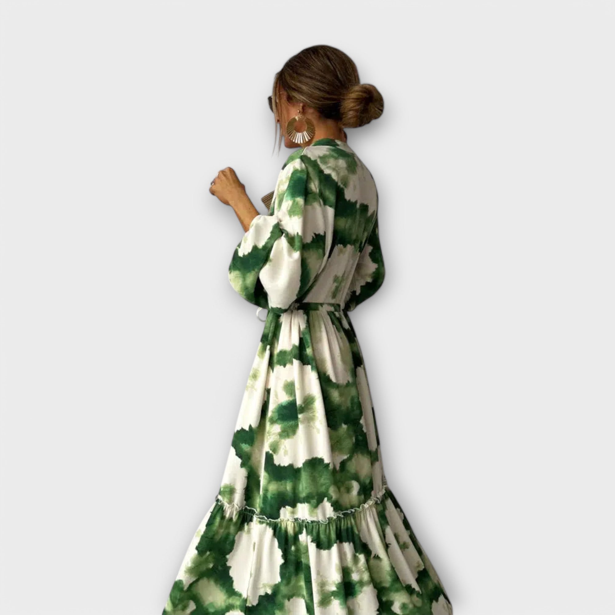 Vestido Largo Verde Estampado | Leni