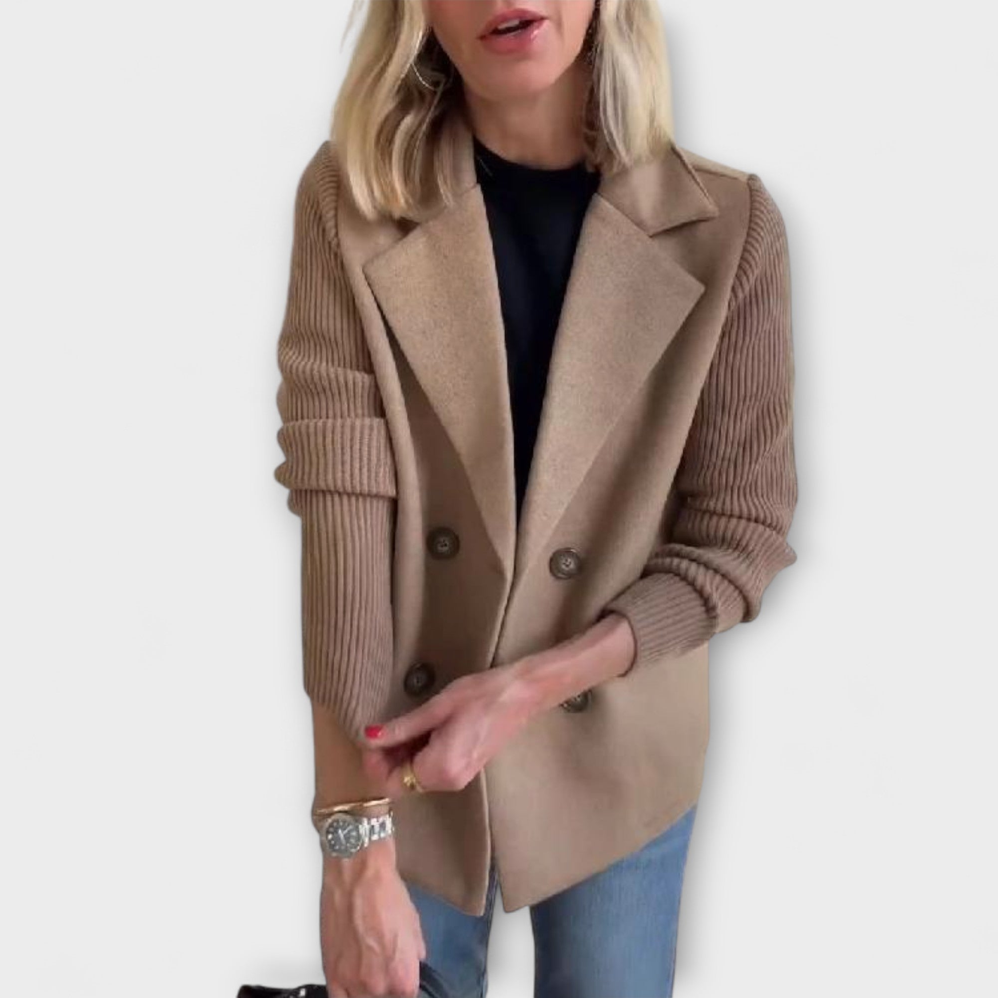 Blazer Elegante con Mangas de Punto | Amora